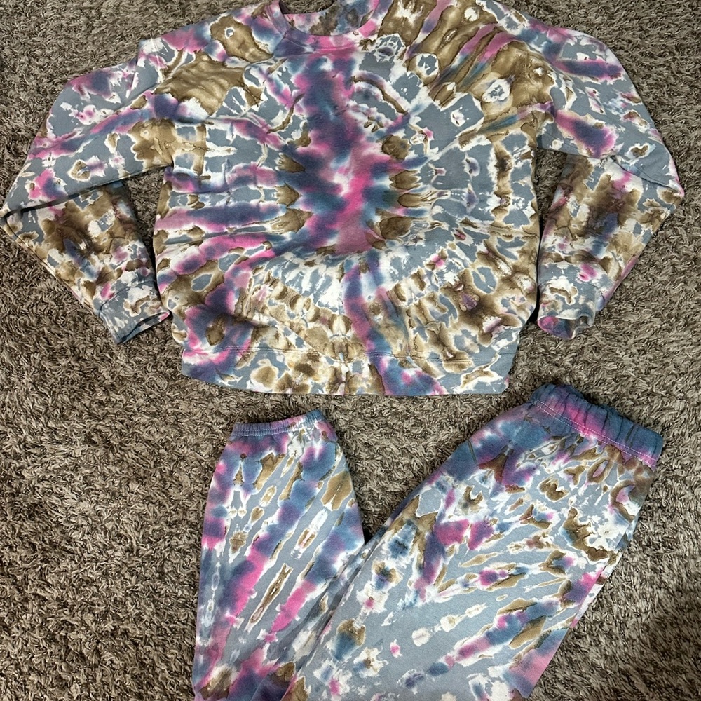 Urban Outfitters Tie-Dye Sweatshirt & Jogger Set - Pink, Blue, Brown